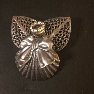 Elegant Silver Handcrafted Angel Brooch